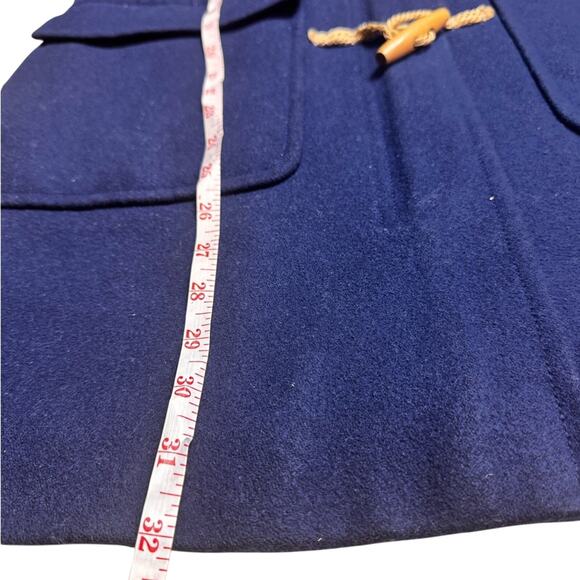 Vintage Lands' End Size 10 Petite Navy Wool Hooded Duffle Coat Toggle Buttons - Picture 8 of 16
